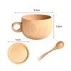 Tassen 3pcs/Kaffeetasse mit Löffel und Tablett Holzbecher natürlicher Nahrungsmittelmilchgriff für Hausgeschenke