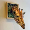 Giraffhuvuden vägg hängande dekorationer 3d vägg giraff skulptur väggkonst livsliknande djurstaty prydnader hem dekor 240429