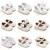 Primi camminatori 0-18 mesi bianca NEONATAL SOLE SOLE GIORNI BAMBINO UPER PU SCARPE CINETTI CINETTI CINETTI HACKED H240504