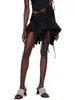 Skirts 2024 Gothic Punk Women Irregular Solid Color Drawstring Tie-Up Ruched Ruffles Mini Skirt Summer Fashion Short