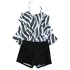Women's Swimwear American Swimsuit Women Plus Size 2 Piece Flounce Striped Printed Tops Bottoms Bikini Set Womens 20