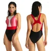 Frauen Badebekleidung Amoresy Frauen Sommer Satin One -Stück Badeanzug Hochglänzende ärmellose hoch taillierte Spandex Bodysuit Strand Surfen wettbewerbsfähig