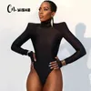 Jumpsuits de mujeres Rompers Cnyishe Elegant Skinny One Piel Bodysuit for Women Mompers Office Lady Sexy Fitness Bodies Ladies Tops Jumpsuits todos Y240504