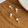 Stud Earrings Korean Version S925 Sterling Silver For Girls Small Red Book Round Pearl Sweet