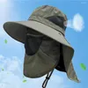 Berets Sommersonne Hut UV Schutz Outdoor Jagd Fischerei Kappe für Männer Frauen Wandern Camping Visor Eimer Hat Halsklappenfischer Fischer