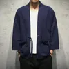 Mäns casual skjortor 2024 sommar bomull hanfu cardigan coat kinesisk stil stor storlek japansk lös dao mantel