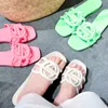 Damesontwerper Sandalen Autumn Mules Rubber Slippers voor dames heren platte hiel jelly script slippers oranje witte zomer strand outdoor luxe schoenen slippers