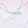 Ketten Zwei Paare lieben Herz silberne Farbketten Accessoires für Lady Vintage Butterfly Anhänger Frauen Schmuck Halskette