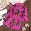 Set di abbigliamento set di maglioni per ragazze orso 2024 Autunnowinter Stampato Patchwork Cardigan Top Shorts Girls 'Knitting