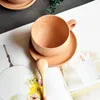 Tassen 3pcs/Kaffeetasse mit Löffel und Tablett Holzbecher natürlicher Nahrungsmittelmilchgriff für Hausgeschenke