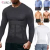 Taim du ventre des hommes façonnant la chemise de compression à manches longues t-shirt t-shirt Perte de poids des sous-vêtements