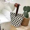 Umhängetaschen Frauen Bag Canvas Handtaschen Einfacher Tupfen Dot Eimer Lunchbox Käufer Sack weiblich