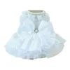 Robe de mariée pour animaux de compagnie de vêtements pour chiens avec bouton-instant