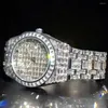 Orologi da polso drop maschile orologi di lusso hip hop baguette orologio diamantato per uomini ghiacciato orologio maschile impermeabile reloj hombre