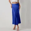 Rokken voor vrouwen plus size satijn Midi High Tailled een lijn elegant cocktailparty Long Silk Rok faldas para mujeres