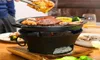 Przenośne żeliwa gęste grillowe Grille Table BBQ Garn Stove Chiński styl retro kuchenka aluminiowa z drewnianą podkładką 09813217