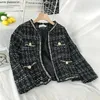 Vintage Tweed Plaid Cropted Jacket Women Spring herfst Elegant Slim Long Sleeve Cardigan Coats Street Koreaanse Fringe Outerwear 240430