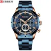 Curren Mens Watch Blue Dial Edelstahl Band Date Herren Business Male Uhren wasserdichte Luxus -Armbanduhren für Männer 240426