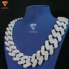 Lifeng sieraden Hip Hop Cuban Link Chain 18K Wit Golden vergulde Baguette Moissanite Diamond Sterling Silver Miami Cuban ketting