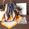 Fashion 7070CM Women Print Satin Silk Square Scarf Shawl Design Luxury Lady Sun Protection Headscarf Versatile Wrap Bandana 240430