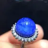 Cluster anneaux bleu naturel rutilé dumortierite quartz fleur anneau réglable 9,7 mm ronde femme bijoux