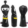 Golf Club Headcover Set Aliennana Black Ninja Fahrer Head Cover Fairway Golf Headcvoer Hybird Blade Putter Mallet Putter Cover 240430