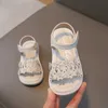 Sandals Summer Girls Cute Flower Non-slip Soft Kids Shoes Fashion Solid Children Little Girl Princess Open Toe Beach H240504