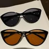 Lunettes de soleil TRENDY CAT Eye Woman Brand Designer Mirror Triangle Black Glêmes de soleil Femelle Shades For Dames Eyewear Cadeaux