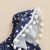 Robes de fille en bas âge pour filles robe d'été décontractée 4 juillet Star Stripe Imprime à épaules dérobées pour la fête de plage vêtements mignons
