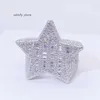 Baguette de buena calidad MOISSANITE STAR STAR RING VVS Custom VVS Hip Hop Hop Ring Pinky Ring Men Joyería de hiphop personalizada