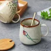 Mugs 380ml Coffee Cup Creative Large Capacity Ceramics Water Hand Drawn Dessert