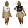 Tweede stuk kleding Designer Designer Dames Jurken Plaid Casual Crew Neck T-shirt en mini-roksets 2 stks Outfits 3XWW