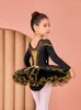 Stage Draag herfst en winter kinderen met lange mouwen dance suite meisjes katoenoefening kleding goud borduurwerk ballet rok prinses