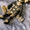 Chokers Designer Xiaoxiangfeng Fashion Sweet Cool Lion Head Robot ketting met oude messing, zwart -witte parelsplitsing, verstelbare lengte NR4X