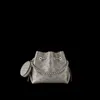 Kids Bags Luxury Brand Women's Bag BELLA Metal Grey Calf Leather Drawstring Single Shoulder Crossbody Bag M21008