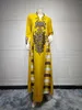 Vêtements ethniques Moyen-Orient Islam Maroc Turkiye Sequins en trois dimensions pour femmes Broided Stripe Muslim Luxury Arab Dubai Robe