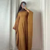 Ethnische Kleidung Schmetterlingsschläfe Abaya mit innerem Gürtel Muslimische Frauen Partykleid Hijab Abayas Dubai Türkei Islamic Ramadan Eid Kaftan