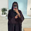 Etnische kleding Marokkaanse Abaya mode solide chic borduurwerk prachtig geborduurd jasje met hijab casual losse moslimjurk voor vrouw