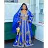 Ethnische Kleidung Royal Blue Hochzeit Dubai Marokko Kaftan Farasha Abaya Ramadan Kleid Kostüm