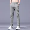 Spring Summer Mens Pants In Gray Thin Business Casual Man Pantalons Elastic Straight Trousers For Men Sweatpants 240417