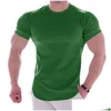 Camisetas de camisetas masculinas de camiseta de ginástica curta manga curta casual em branco slim camise