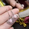 Studörhängen mode rosa opal naturlig och riktig örhänge 925 sterling silver fina smycken opalearring