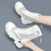 Stövlar sommarplattform fotled för kvinnor svart vitt mesh andningsbara sandaler casual skor kvinna zip tjocka botten tossor