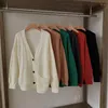 Frauen Strick V-Ausschnitt Strickjacke Frauen im Herbst Winter verdicken koreanische lässige lockere Pullover Außenbekleidung 6 Farben
