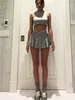 Jupes harajuku mini 2k vêtements mignon été noir pour femme à la taille élastique rayée plissée de short gris