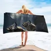 Badezubehör Set Beach Handtuch Wölfe im Mondlicht Mikrofasertücher Schwimmer Badezimmer 27.6 "x55.1"