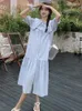 Sukienki imprezowe Lanmrem słodka sukienka dla kobiet marynarz kołnierzyka Petabowa Rękaw jednorakowy Jasne piersi moda 2024 Summer Clothing 2Z1185