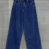 Jeans femininos Retro azul reto 2024 Spring Summer Summer Patchwork