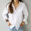 Women's Blouses Summer Spring Turn Down Collar Button Long Sleeve Blouse Shirts 2024 Women OL Loose Korean White Tops OULY-7317