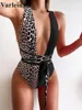 Costumi da bagno femminile sexy binario fai -da -te avvolgimento intorno alle donne un pezzo da bagno da bagno femminile bather leopard stampato costume da bagno nuoto lady v852p